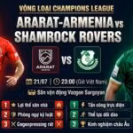 Ảnh bìa nhận định trận đấu giữa Ararat-Armenia và Shamrock Rovers tại vòng loại Champions League ngày 21/07/2026.