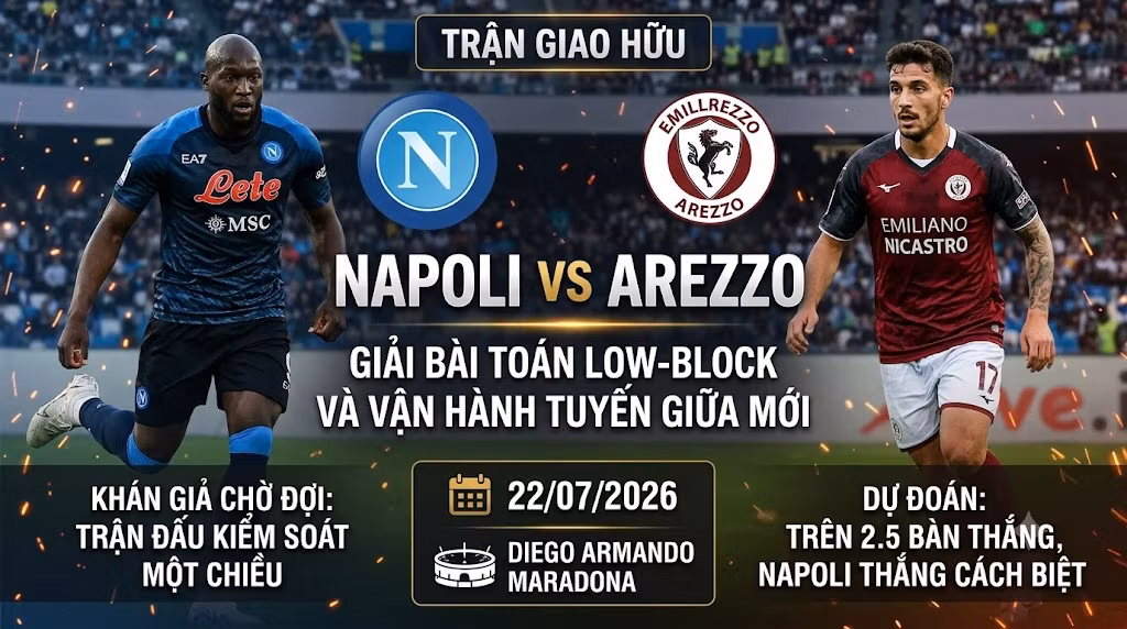 Nhận định Napoli vs Arezzo (23h00, 22/7): Chênh lệch đẳng cấp